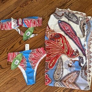 FARM Rio Red and Blue Paisley Bikini Set